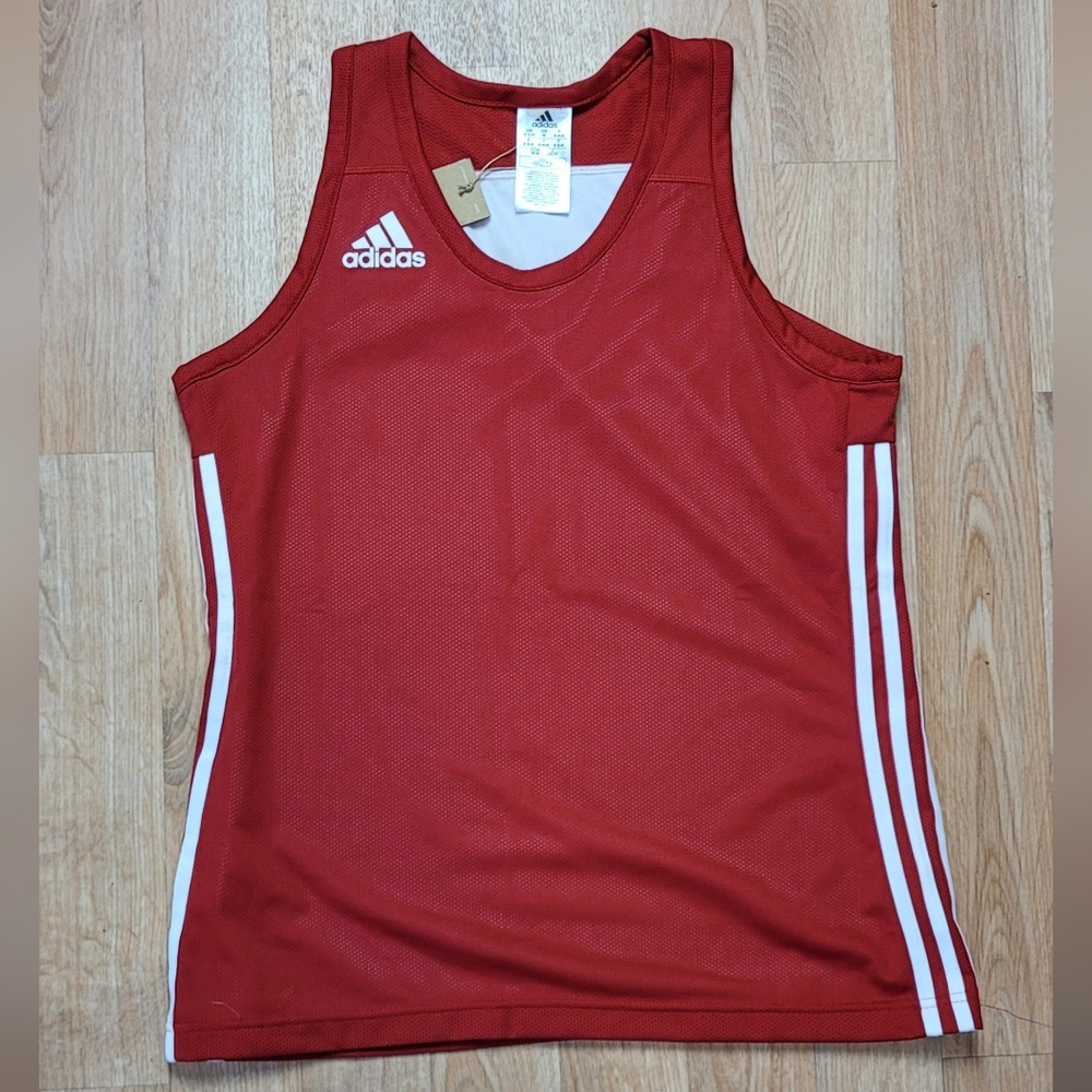 Adidas Reversable Tank Top Red/white Sleeveless Athletic Top Size Meduim